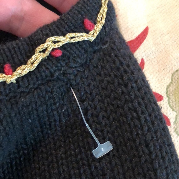 Vintage ERIKA II HandKnit 3X Cotton Ramie Holiday Sweater Poinsettia Holly NEW - Picture 12 of 16